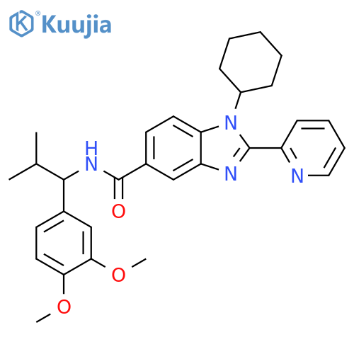 1H-Benzimidazole-5-carboxamide,1-cyclohexyl-N-[1-(3,4-dimethoxyphenyl)-2-methylpropyl]-2-(2-pyridinyl)- structure