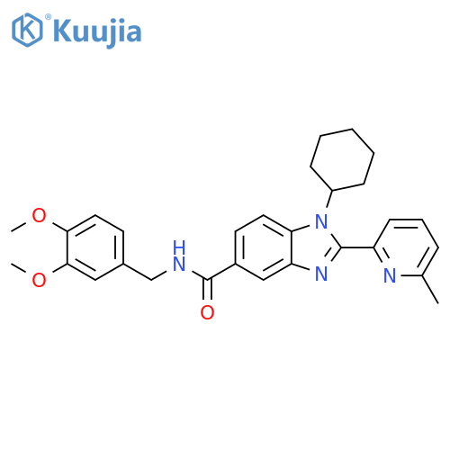 1H-Benzimidazole-5-carboxamide,1-cyclohexyl-N-[(3,4-dimethoxyphenyl)methyl]-2-(6-methyl-2-pyridinyl)- structure