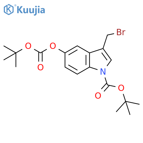 1H-Indole-1-carboxylic acid,3-(bromomethyl)-5-[[(1,1-dimethylethoxy)carbonyl]oxy]-,1,1-dimethylethyl ester structure