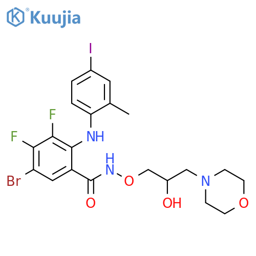Benzamide,5-bromo-3,4-difluoro-N-[2-hydroxy-3-(4-morpholinyl)propoxy]-2-[(4-iodo-2-methylphenyl)amino]- structure