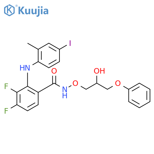 Benzamide,3,4-difluoro-N-(2-hydroxy-3-phenoxypropoxy)-2-[(4-iodo-2-methylphenyl)amino]- structure