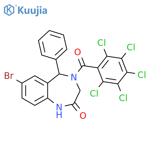 7-bromo-4-(2,3,4,5,6-pentachlorobenzoyl)-5-phenyl-2,3,4,5-tetrahydro-1H-1,4-benzodiazepin-2-one structure