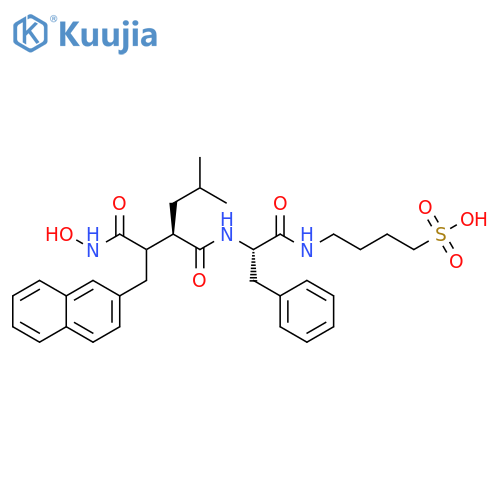 1-Butanesulfonic acid,4-[[(2S)-2-[[(2R)-2-[2-(hydroxyamino)-1-(2-naphthalenylmethyl)-2-oxoethyl]-4-methyl-1-oxopentyl]amino]-1-oxo-3-phenylpropyl]amino]- structure