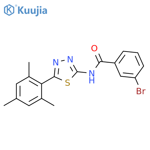 3-bromo-N-5-(2,4,6-trimethylphenyl)-1,3,4-thiadiazol-2-ylbenzamide structure