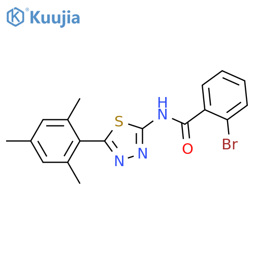 2-bromo-N-5-(2,4,6-trimethylphenyl)-1,3,4-thiadiazol-2-ylbenzamide structure