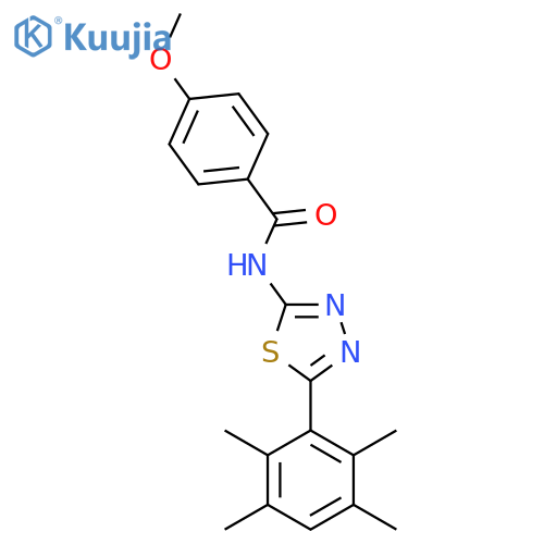 4-methoxy-N-5-(2,3,5,6-tetramethylphenyl)-1,3,4-thiadiazol-2-ylbenzamide structure