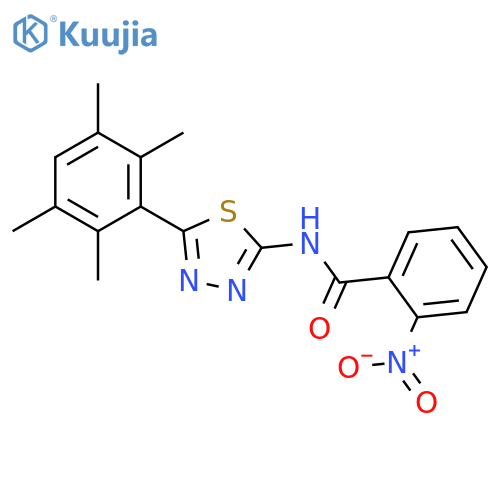2-nitro-N-[5-(2,3,5,6-tetramethylphenyl)-1,3,4-thiadiazol-2-yl]benzamide structure