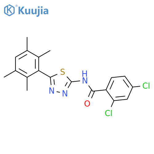 2,4-dichloro-N-5-(2,3,5,6-tetramethylphenyl)-1,3,4-thiadiazol-2-ylbenzamide structure