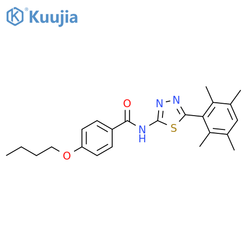 4-butoxy-N-5-(2,3,5,6-tetramethylphenyl)-1,3,4-thiadiazol-2-ylbenzamide structure