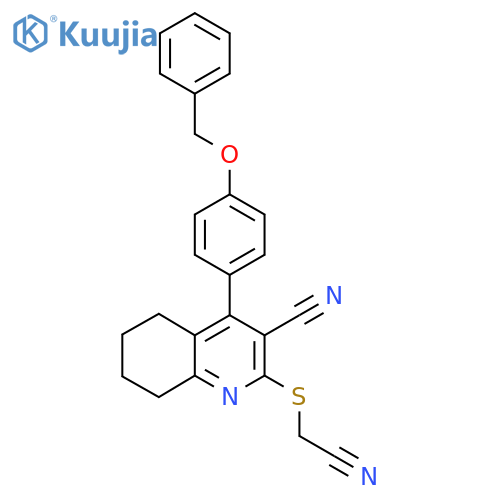 4-4-(benzyloxy)phenyl-2-(cyanomethyl)sulfanyl-5,6,7,8-tetrahydroquinoline-3-carbonitrile structure