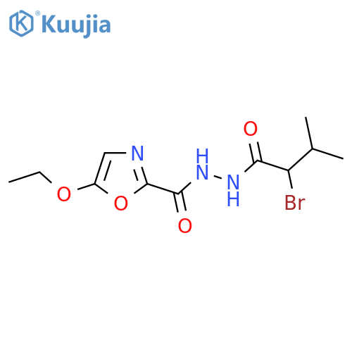N'-(2-bromo-3-methylbutanoyl)-5-ethoxy-1,3-oxazole-2-carbohydrazide structure