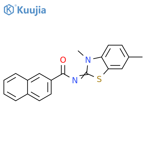 N-(2E)-3,6-dimethyl-2,3-dihydro-1,3-benzothiazol-2-ylidenenaphthalene-2-carboxamide structure