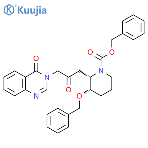 1-Piperidinecarboxylic acid,2-[2-oxo-3-(4-oxo-3(4H)-quinazolinyl)propyl]-3-(phenylmethoxy)-,phenylmethyl ester, (2S,3S)- structure