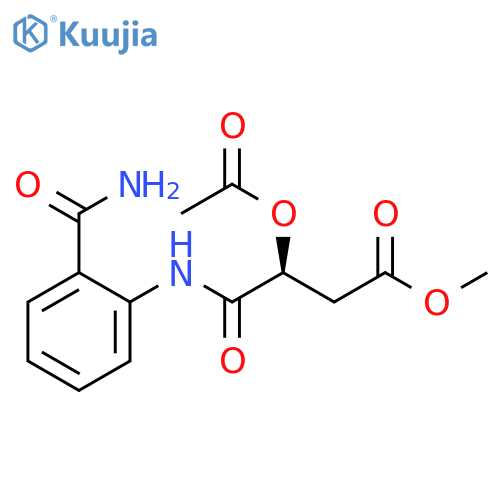 Butanoic acid, 3-(acetyloxy)-4-[[2-(aminocarbonyl)phenyl]amino]-4-oxo-,methyl ester, (3S)- structure