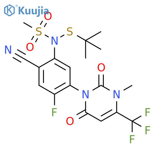 Methanesulfonamide,N-[2-cyano-5-[3,6-dihydro-3-methyl-2,6-dioxo-4-(trifluoromethyl)-1(2H)-pyrimidinyl]-4-fluorophenyl]-N-[(1,1-dimethylethyl)thio]- structure
