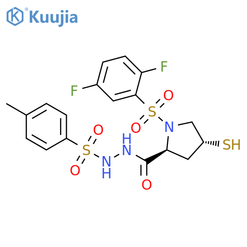 L-Proline, 1-[(2,5-difluorophenyl)sulfonyl]-4-mercapto-,2-[(4-methylphenyl)sulfonyl]hydrazide, (4R)- structure