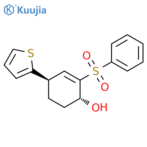 2-Cyclohexen-1-ol, 2-(phenylsulfonyl)-4-(2-thienyl)-, (1R,4R)-rel- structure