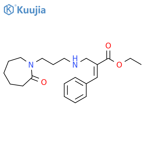 2-Propenoic acid,2-[[[3-(hexahydro-2-oxo-1H-azepin-1-yl)propyl]amino]methyl]-3-phenyl-,ethyl ester, (2E)- structure