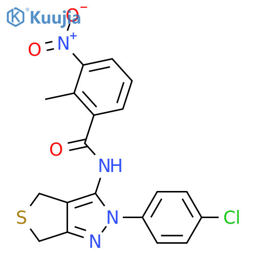 N-2-(4-chlorophenyl)-2H,4H,6H-thieno3,4-cpyrazol-3-yl-2-methyl-3-nitrobenzamide structure