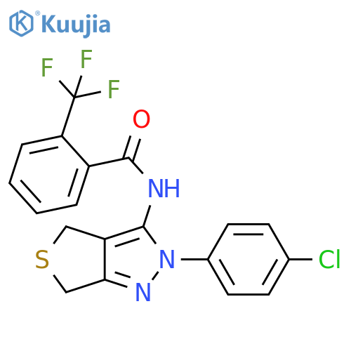 N-2-(4-chlorophenyl)-2H,4H,6H-thieno3,4-cpyrazol-3-yl-2-(trifluoromethyl)benzamide structure