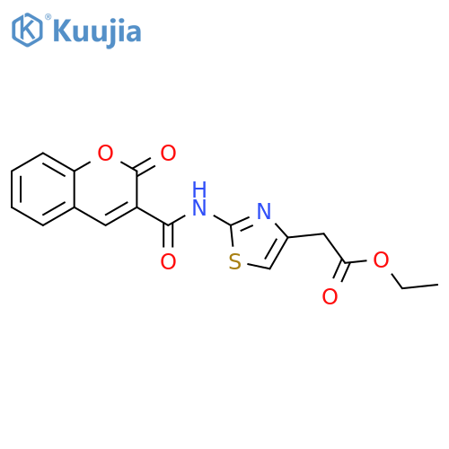 ethyl 2-2-(2-oxo-2H-chromene-3-amido)-1,3-thiazol-4-ylacetate structure