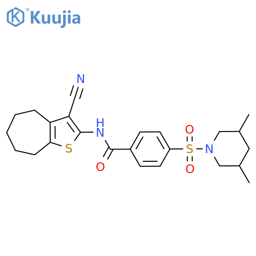 N-{3-cyano-4H,5H,6H,7H,8H-cycloheptabthiophen-2-yl}-4-(3,5-dimethylpiperidin-1-yl)sulfonylbenzamide structure
