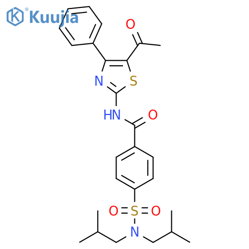 N-(5-acetyl-4-phenyl-1,3-thiazol-2-yl)-4-[bis(2-methylpropyl)sulfamoyl]benzamide structure