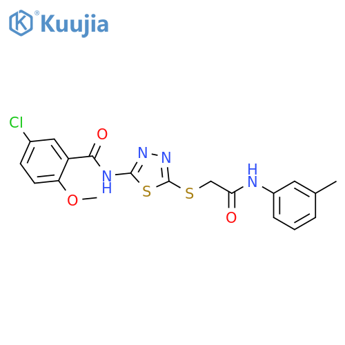 5-chloro-2-methoxy-N-5-({(3-methylphenyl)carbamoylmethyl}sulfanyl)-1,3,4-thiadiazol-2-ylbenzamide structure