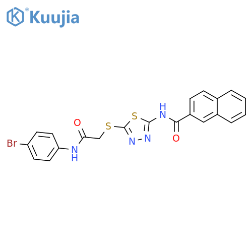 N-5-({(4-bromophenyl)carbamoylmethyl}sulfanyl)-1,3,4-thiadiazol-2-ylnaphthalene-2-carboxamide structure