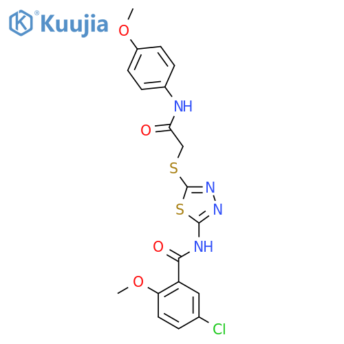 5-chloro-2-methoxy-N-5-({(4-methoxyphenyl)carbamoylmethyl}sulfanyl)-1,3,4-thiadiazol-2-ylbenzamide structure