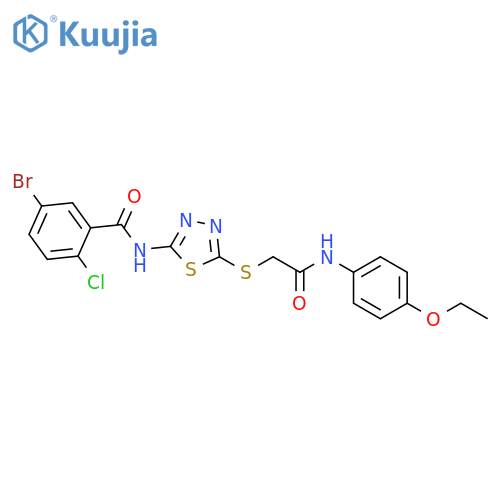 5-bromo-2-chloro-N-[5-({[(4-ethoxyphenyl)carbamoyl]methyl}sulfanyl)-1,3,4-thiadiazol-2-yl]benzamide structure