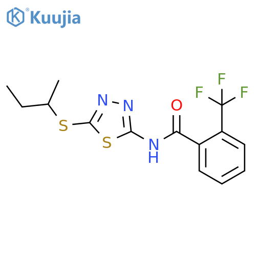 N-5-(butan-2-ylsulfanyl)-1,3,4-thiadiazol-2-yl-2-(trifluoromethyl)benzamide structure