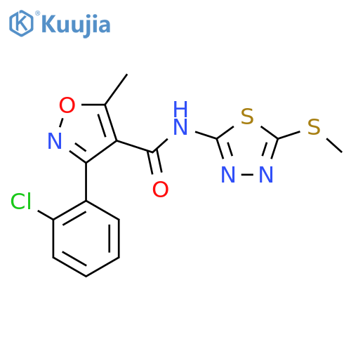 3-(2-chlorophenyl)-5-methyl-N-5-(methylsulfanyl)-1,3,4-thiadiazol-2-yl-1,2-oxazole-4-carboxamide structure