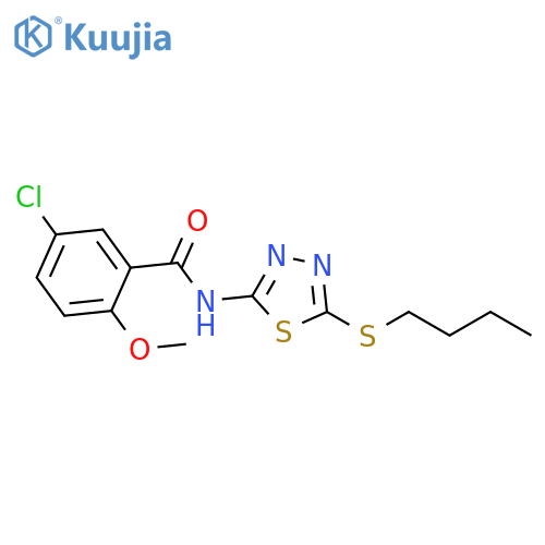 N-5-(butylsulfanyl)-1,3,4-thiadiazol-2-yl-5-chloro-2-methoxybenzamide structure