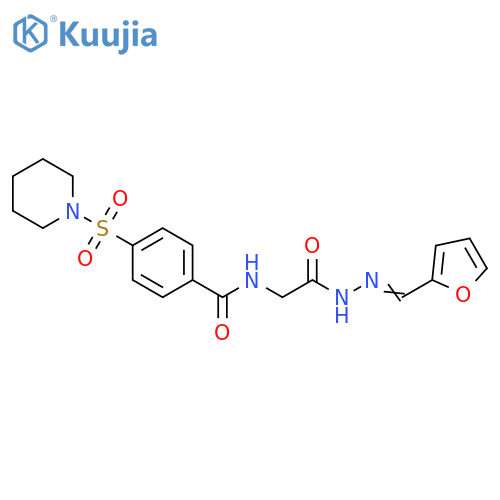 N-({N'-(1E)-(furan-2-yl)methylidenehydrazinecarbonyl}methyl)-4-(piperidine-1-sulfonyl)benzamide structure