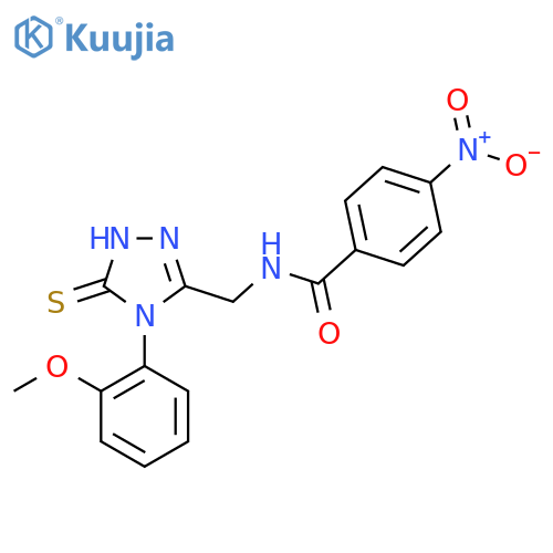 N-{4-(2-methoxyphenyl)-5-sulfanylidene-4,5-dihydro-1H-1,2,4-triazol-3-ylmethyl}-4-nitrobenzamide structure
