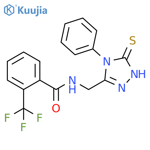 N-(4-phenyl-5-sulfanylidene-4,5-dihydro-1H-1,2,4-triazol-3-yl)methyl-2-(trifluoromethyl)benzamide structure