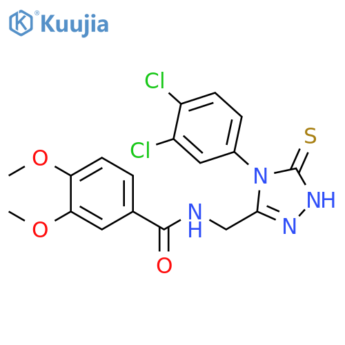 N-((4-(3,4-dichlorophenyl)-5-thioxo-4,5-dihydro-1H-1,2,4-triazol-3-yl)methyl)-3,4-dimethoxybenzamide structure