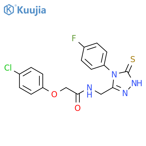 2-(4-chlorophenoxy)-N-{[4-(4-fluorophenyl)-5-sulfanylidene-4,5-dihydro-1H-1,2,4-triazol-3-yl]methyl}acetamide structure
