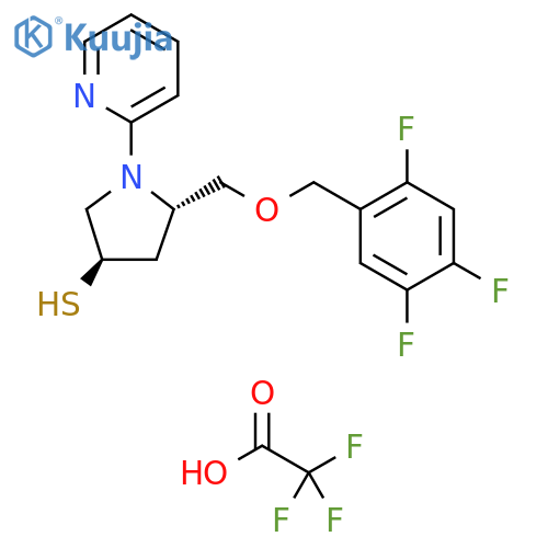 3-Pyrrolidinethiol,1-(2-pyridinyl)-5-[[(2,4,5-trifluorophenyl)methoxy]methyl]-, (3R,5S)-,mono(trifluoroacetate) (salt) structure
