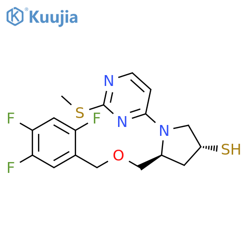 3-Pyrrolidinethiol,1-[2-(methylthio)-4-pyrimidinyl]-5-[[(2,4,5-trifluorophenyl)methoxy]methyl]-, (3R,5S)- structure