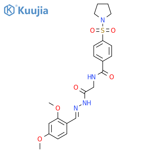 N-({N'-(1E)-(2,4-dimethoxyphenyl)methylidenehydrazinecarbonyl}methyl)-4-(pyrrolidine-1-sulfonyl)benzamide structure