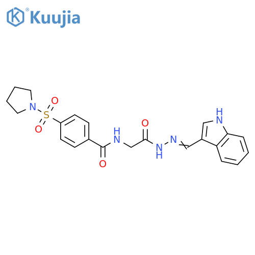 N-({N'-(1E)-(1H-indol-3-yl)methylidenehydrazinecarbonyl}methyl)-4-(pyrrolidine-1-sulfonyl)benzamide structure