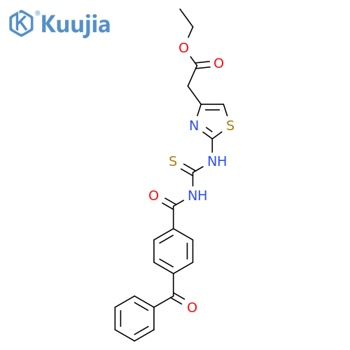 ethyl 2-[2-({[(4-benzoylphenyl)formamido]methanethioyl}amino)-1,3-thiazol-4-yl]acetate structure