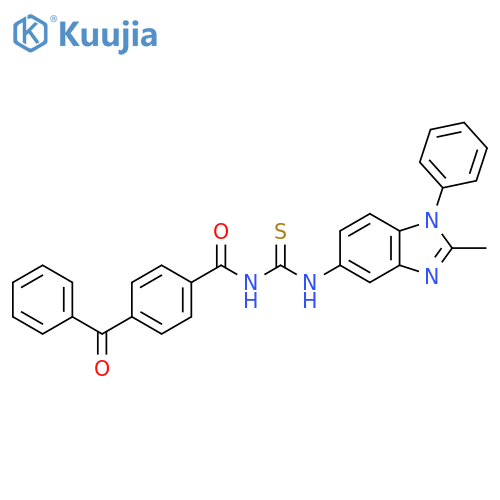 1-(4-benzoylbenzoyl)-3-(2-methyl-1-phenyl-1H-1,3-benzodiazol-5-yl)thiourea structure