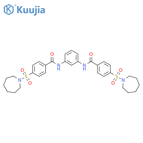 4-(azepane-1-sulfonyl)-N-{3-4-(azepane-1-sulfonyl)benzamidophenyl}benzamide structure