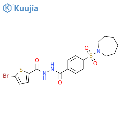 4-(azepane-1-sulfonyl)-N'-(5-bromothiophene-2-carbonyl)benzohydrazide structure
