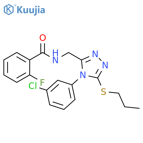 N-{4-(3-chlorophenyl)-5-(propylsulfanyl)-4H-1,2,4-triazol-3-ylmethyl}-2-fluorobenzamide structure