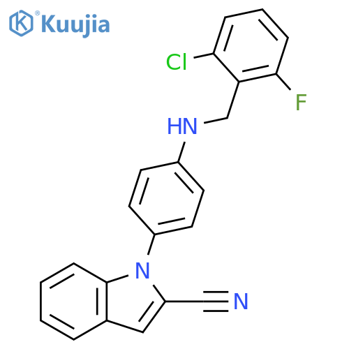 1H-Indole-2-carbonitrile,1-[4-[[(2-chloro-6-fluorophenyl)methyl]amino]phenyl]- structure