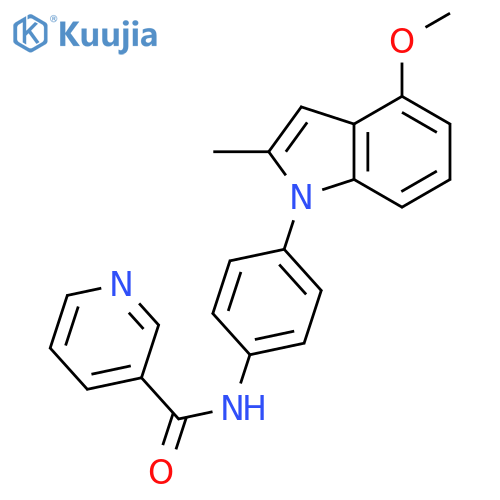 3-Pyridinecarboxamide,N-[4-(4-methoxy-2-methyl-1H-indol-1-yl)phenyl]- structure